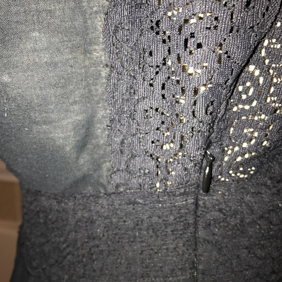 Nine West Sheer & Lace Deep Vneck short sleeve top - Picture 5 of 7